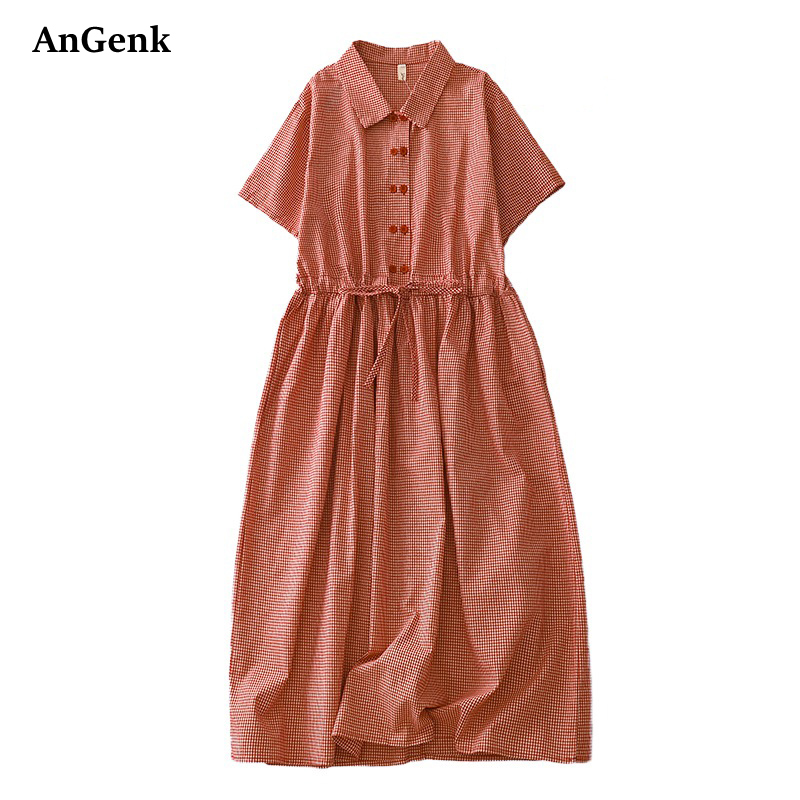 Baumwoll-Kurzarm-Vintage-Karo- – Summer Clothing Drawing Bewertung und Preis